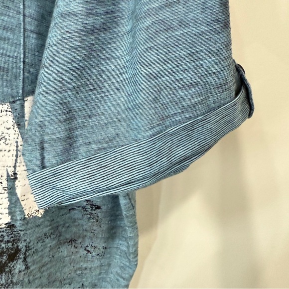 Projek Raw Cotton Graphic Print Short Sleeve Henley Shirt Size XXL Sky Blue NWT - Picture 7 of 17